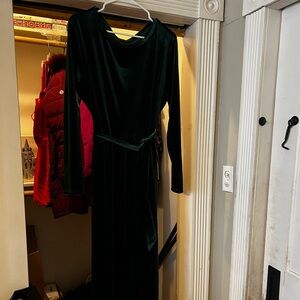 Green velvet dress
